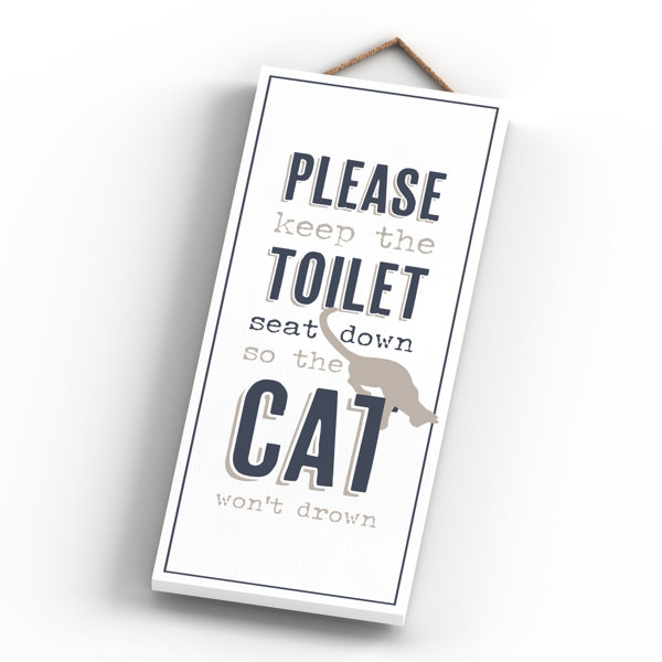 Maturi Keep the Toilet Seat Down Unframed Typography on Wood